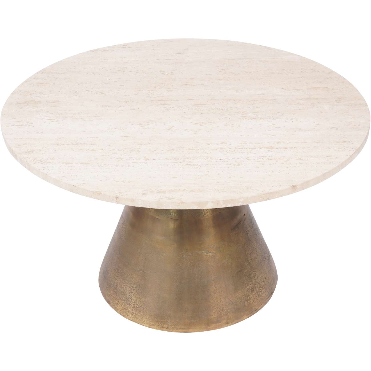 Clifton II Antique Brass & Cream Travertine Coffee Table Large
